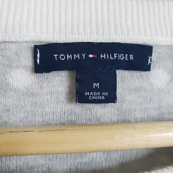 Tommy Hilfiger dot print knit white and grey round neck knit sweater - Picture 8 of 9